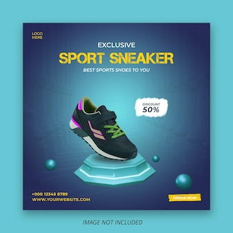 Modèle de flyer carré de publication de chaussures de sport sur les médias sociaux instagram psd premium