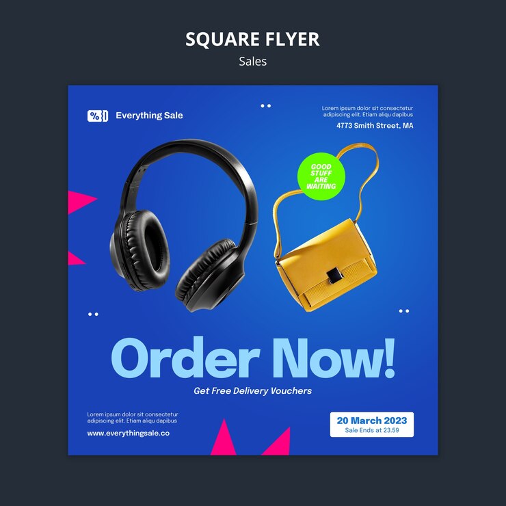 PSD gratuit modèle de flyer carré de remise sur les ventes
