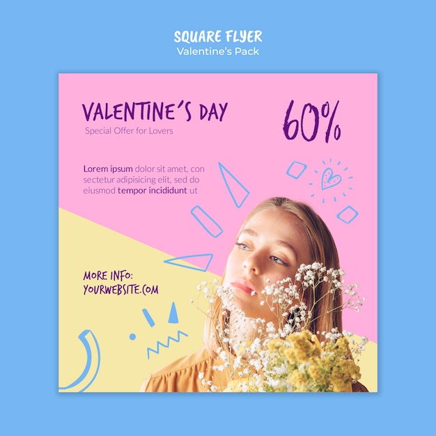 PSD gratuit modèle de flyer carré saint valentin