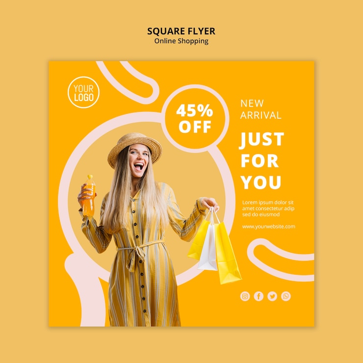 PSD gratuit modèle de flyer carré shopping en ligne