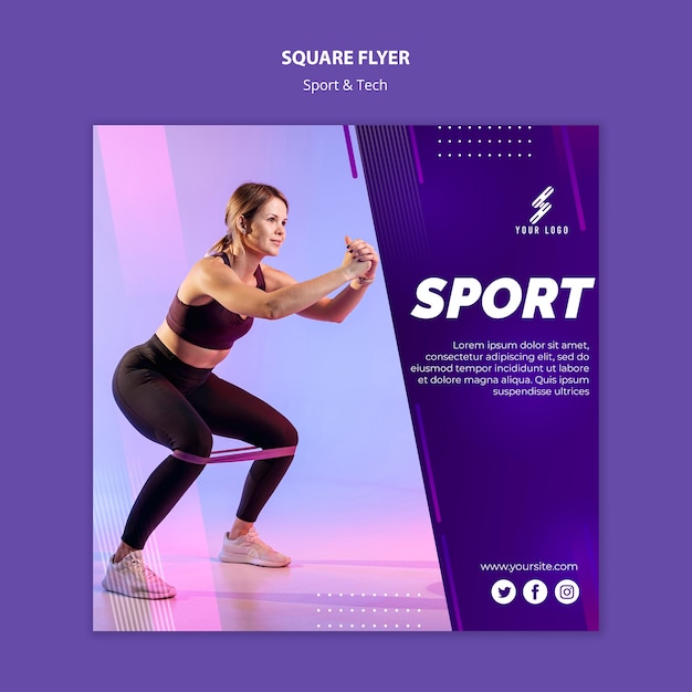 PSD gratuit modèle de flyer carré sport et technologie