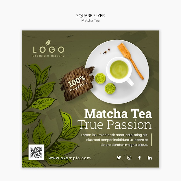 Modèle De Flyer Carré De Thé Matcha