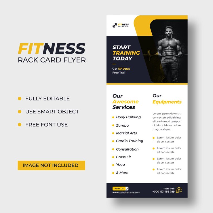 PSD gratuit modèle de flyer de carte de fitness dl