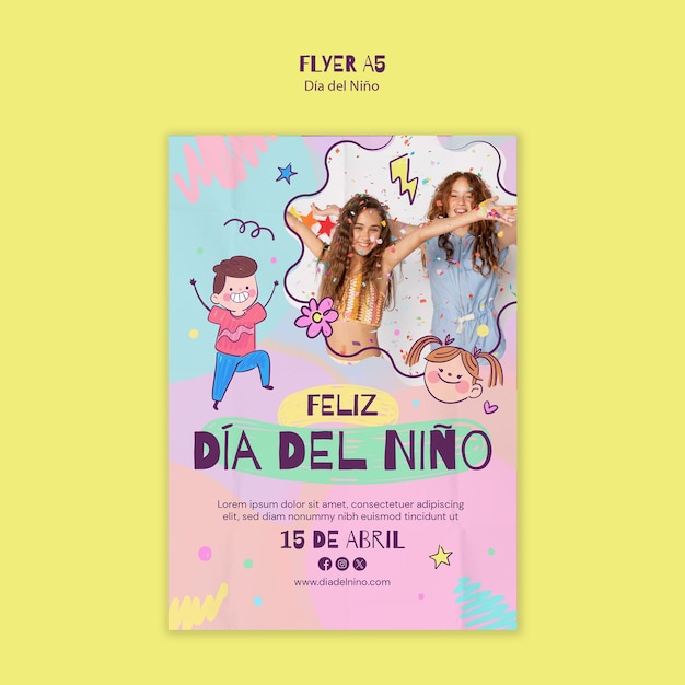 PSD gratuit modèle de flyer de célébration du dia del nino