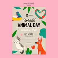 PSD gratuit modèle de flyer de célébration de la journée des animaux