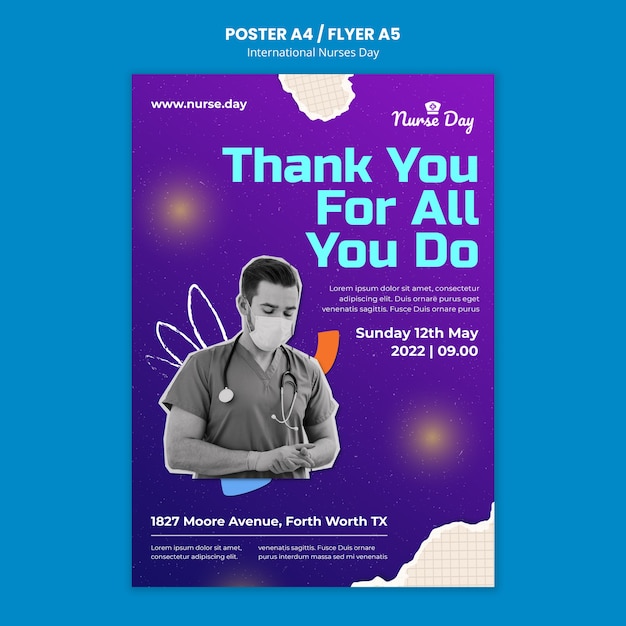 Modèle de flyer de célébration de la journée des infirmières heureuses