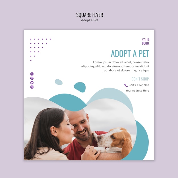 Modèle De Flyer Avec Concept D'adoption Pour Animaux De Compagnie