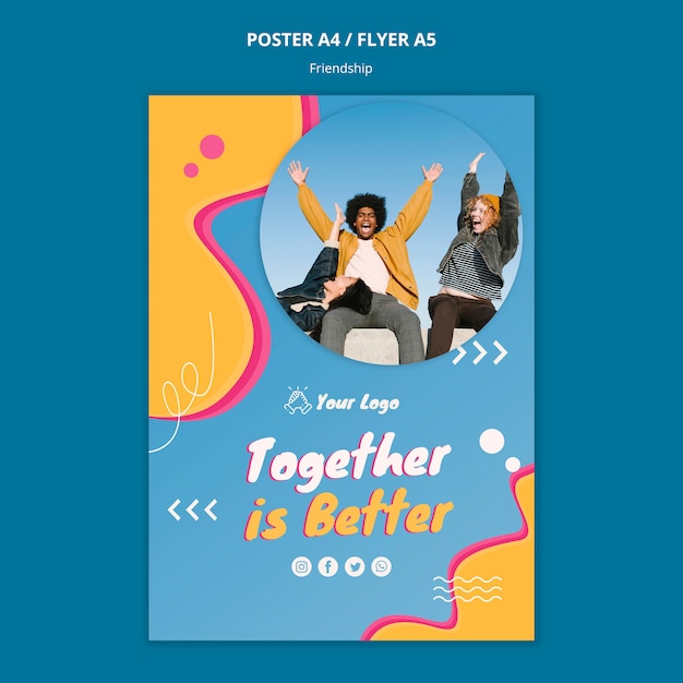 Modèle de flyer de concept d'amitié