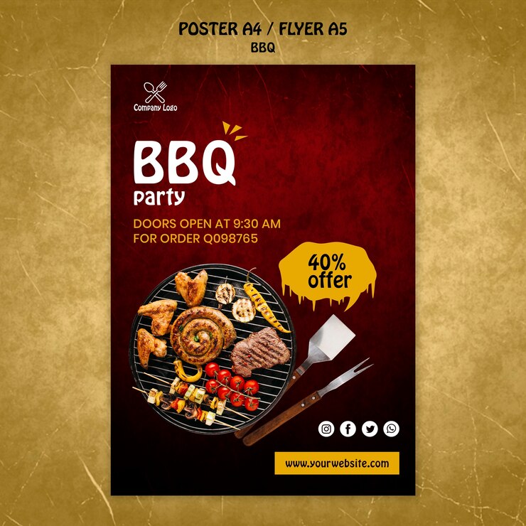 PSD gratuit modèle de flyer de concept de barbecue