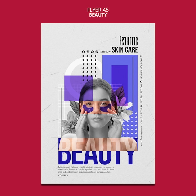 Modèle de flyer de concept de beauté design plat