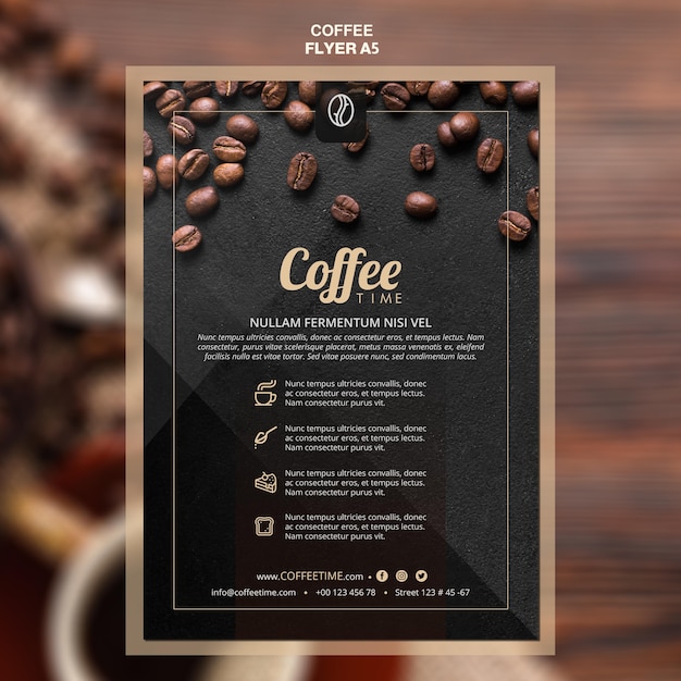 PSD gratuit modèle de flyer de concept de café