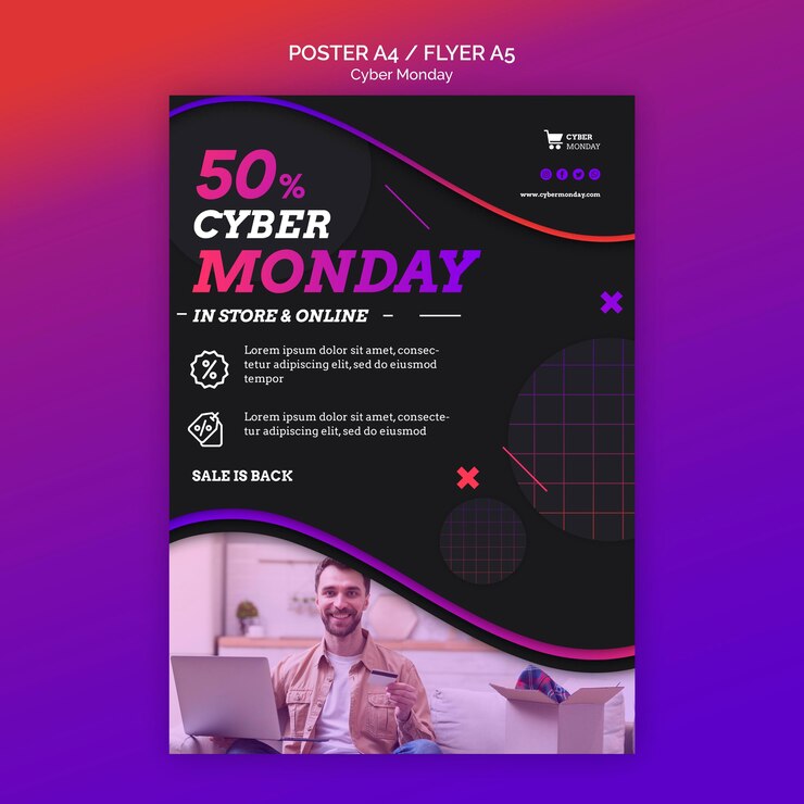 PSD gratuit modèle de flyer concept cyber lundi