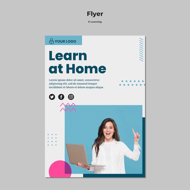 PSD gratuit modèle de flyer avec concept e-learning