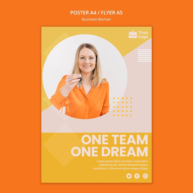 Modèle de flyer de concept de femme d'affaires