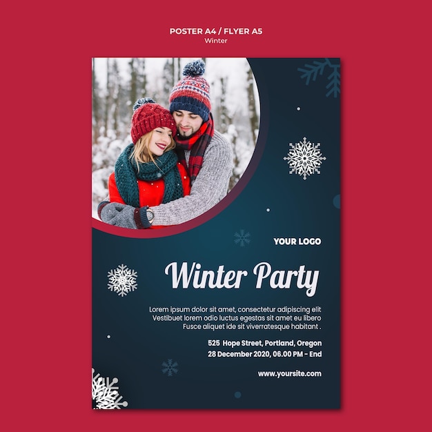 PSD gratuit modèle de flyer de concept d'hiver