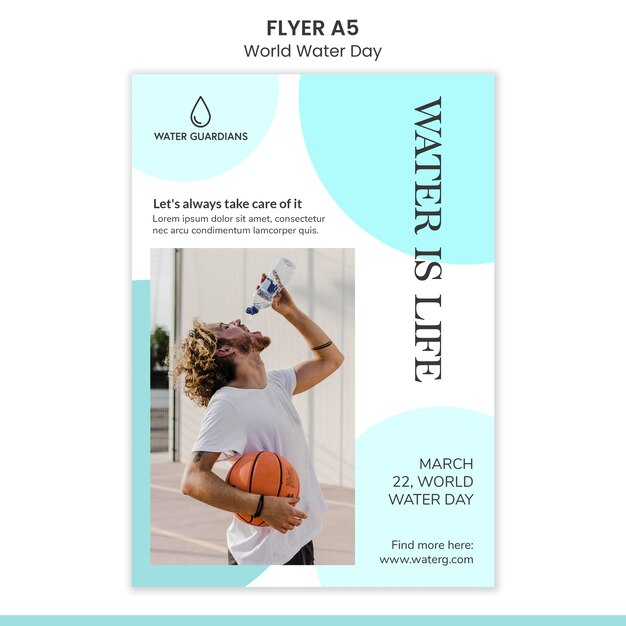 Modèle de flyer de concept de journée mondiale de l'eau