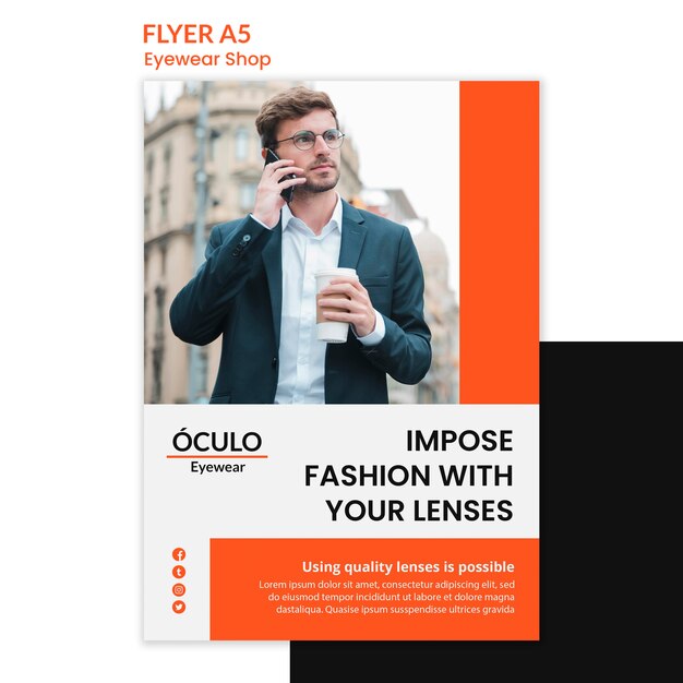 Modèle de flyer de concept de magasin de lunettes