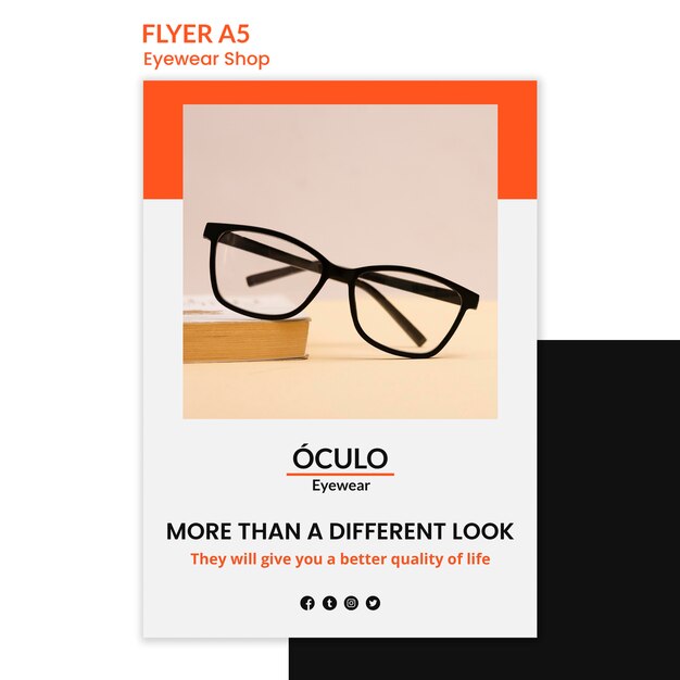 Modèle de flyer de concept de magasin de lunettes