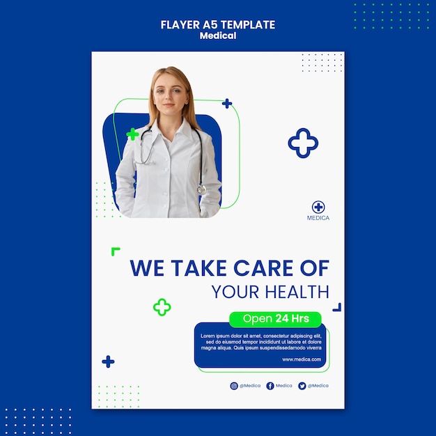 Modèle de flyer de concept médical