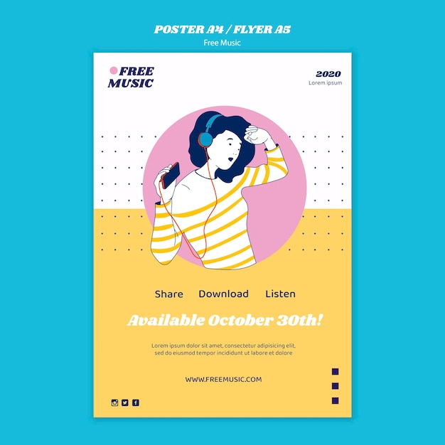 PSD gratuit modèle de flyer de concept de musique