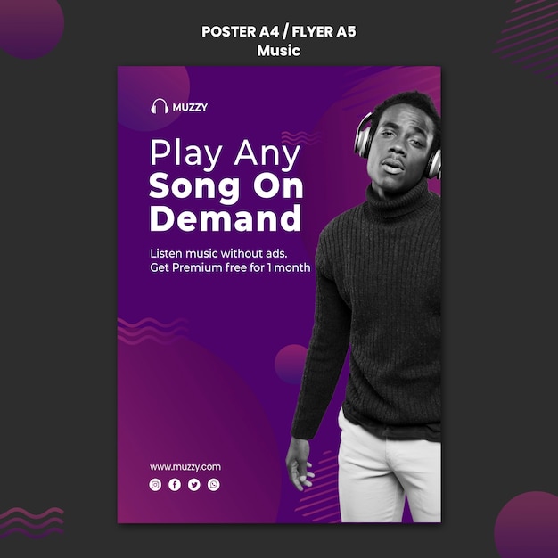 PSD gratuit modèle de flyer de concept de musique