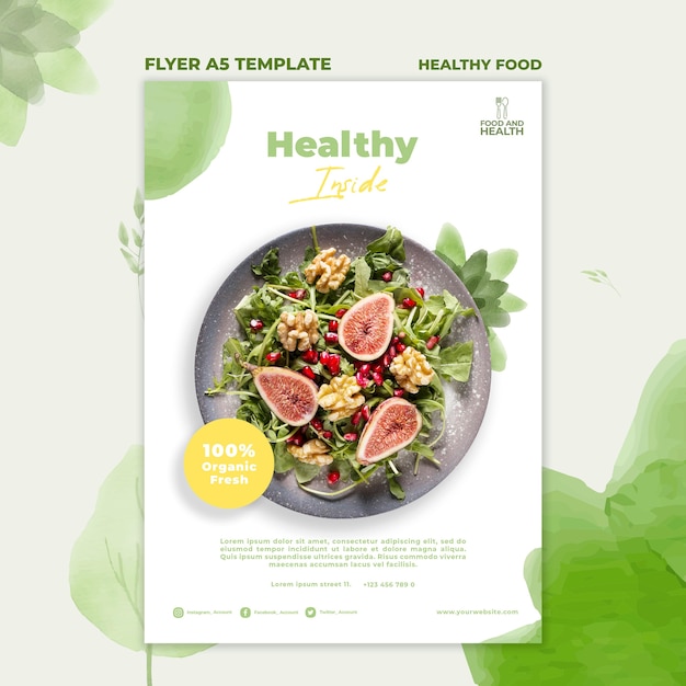 PSD gratuit modèle de flyer de concept de nourriture saine