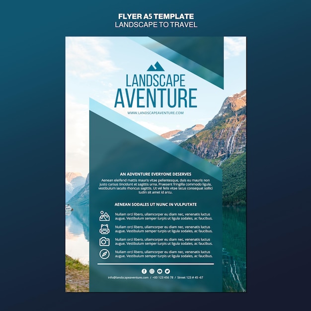 PSD gratuit modèle de flyer de concept de paysage pour le voyage