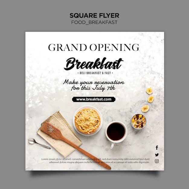 PSD gratuit modèle de flyer concept petit déjeuner