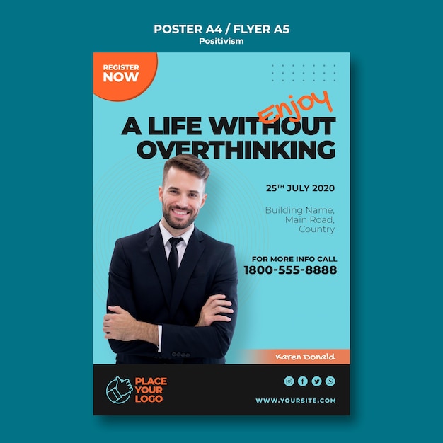 Modèle de flyer de concept de positivisme