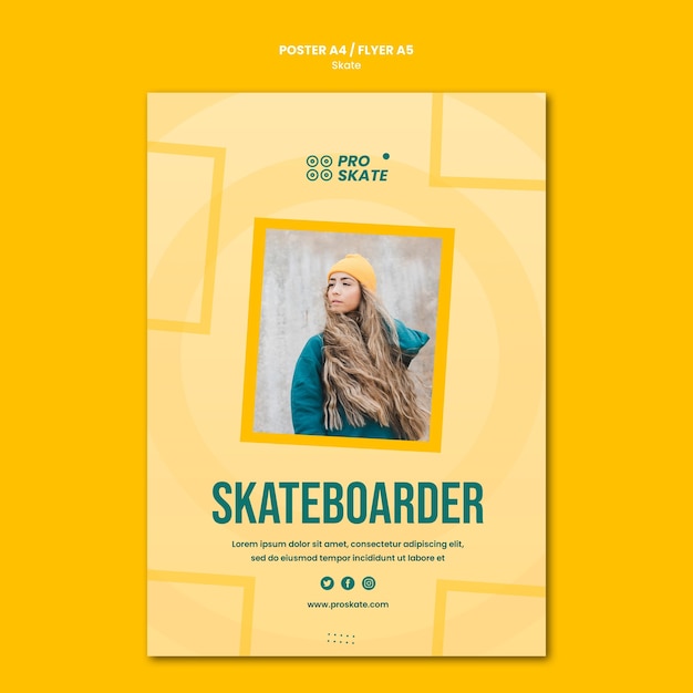 PSD gratuit modèle de flyer de concept de skate