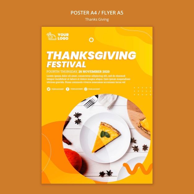 PSD gratuit modèle de flyer de concept de thanksgiving