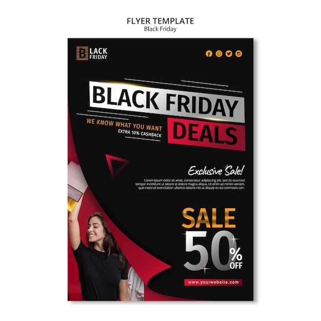 Modèle de flyer concept vendredi noir