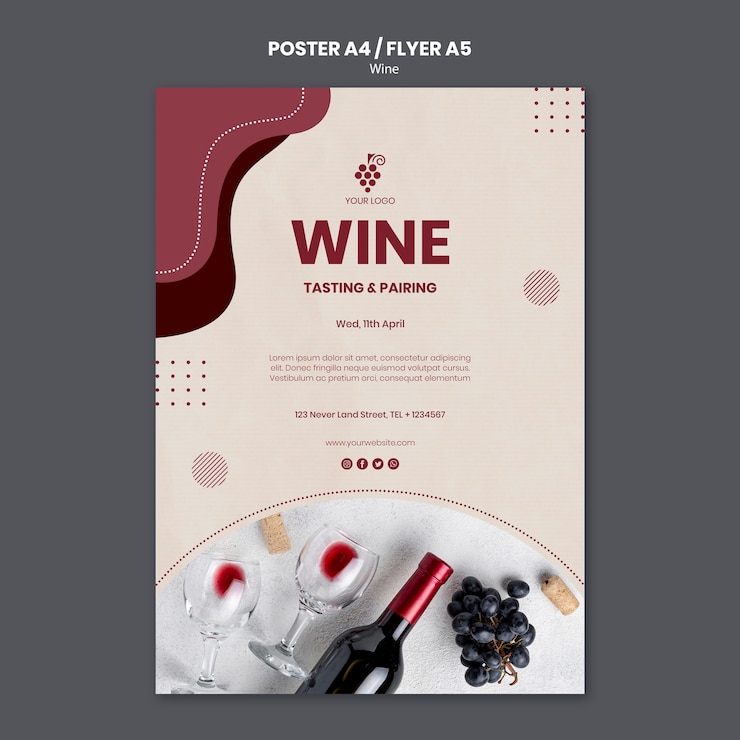 PSD gratuit modèle de flyer de concept de vin