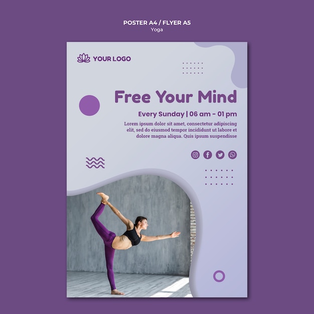 PSD gratuit modèle de flyer de concept de yoga