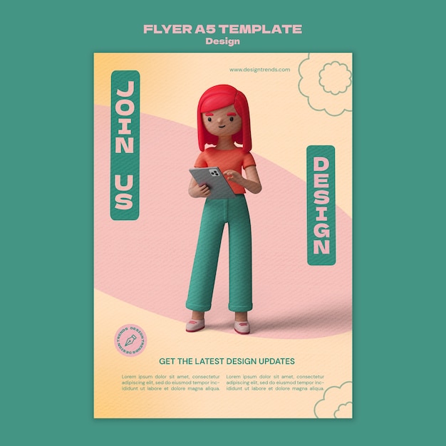 PSD gratuit modèle de flyer de conception 3d