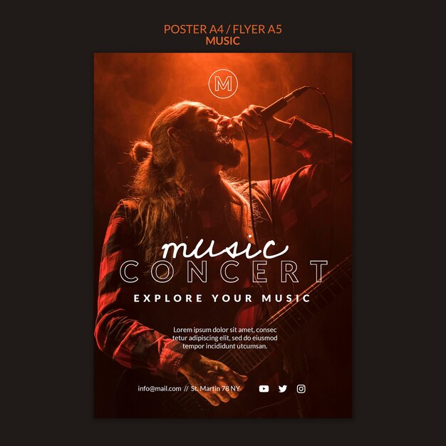 Modèle de flyer de concert de musique