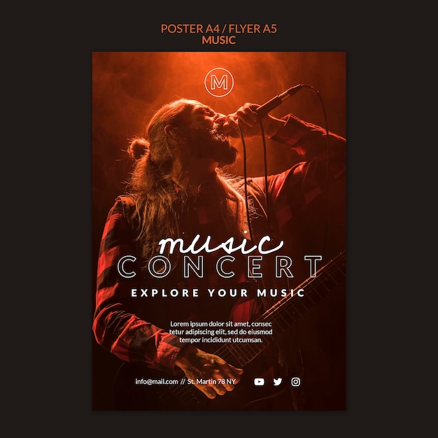 Modèle de flyer de concert de musique