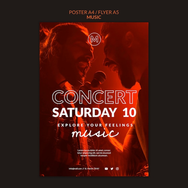 Modèle de flyer de concert de musique