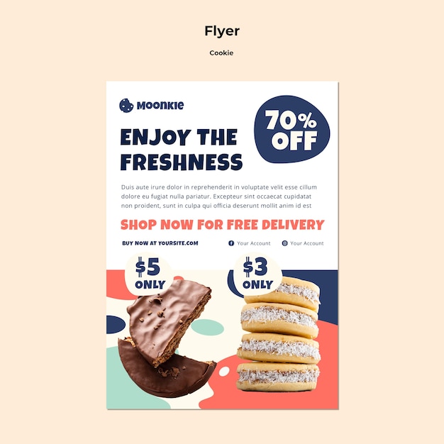 PSD gratuit modèle de flyer avec des cookies