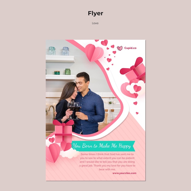 Modèle de flyer couple mignon