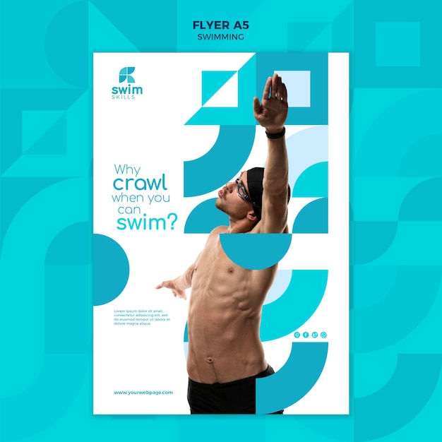 PSD gratuit modèle de flyer de cours de natation