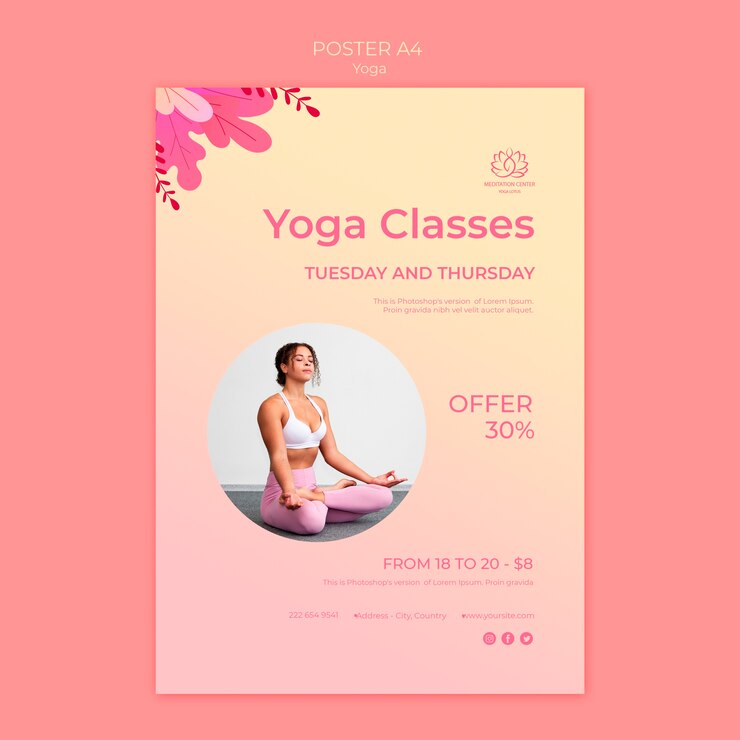 PSD gratuit modèle de flyer de cours de yoga