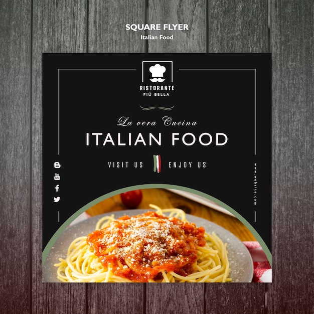 PSD gratuit modèle de flyer de cuisine italienne