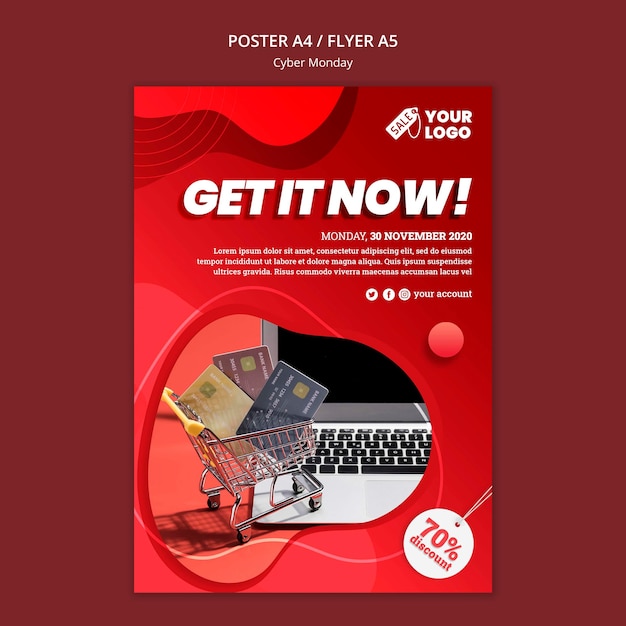 PSD gratuit modèle de flyer cyber lundi