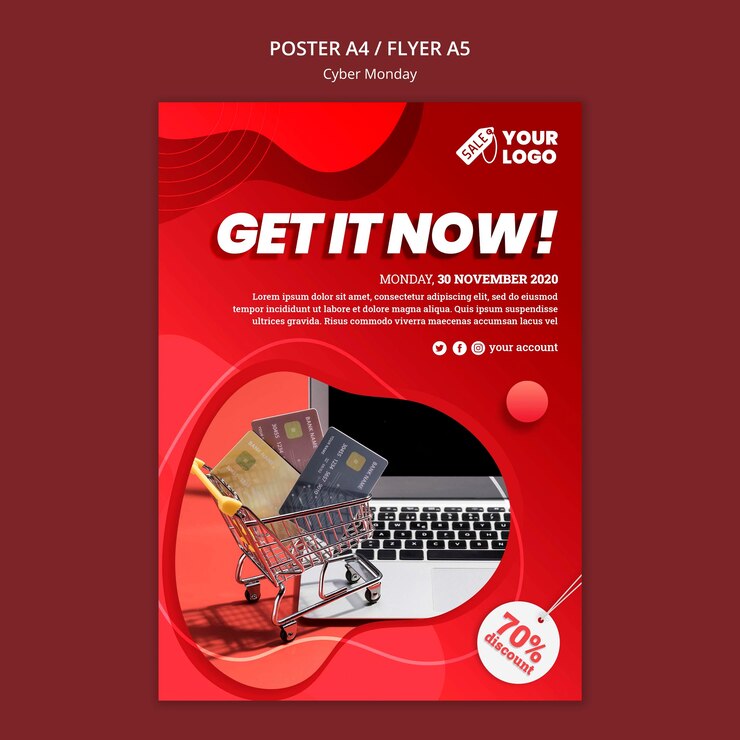 PSD gratuit modèle de flyer cyber lundi