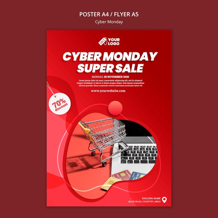 PSD gratuit modèle de flyer cyber lundi