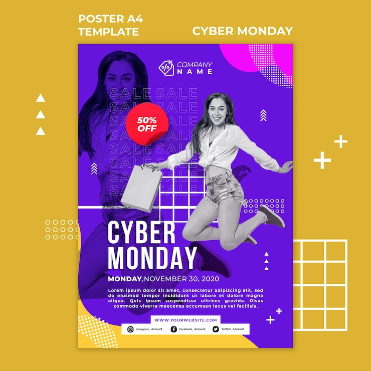 PSD gratuit modèle de flyer cyber lundi
