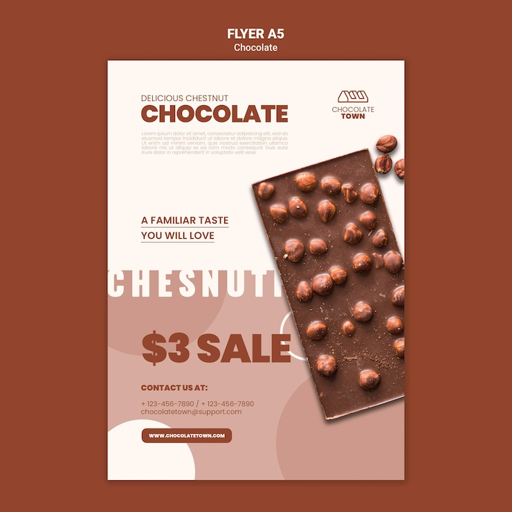 PSD gratuit modèle de flyer de délicieux chocolat