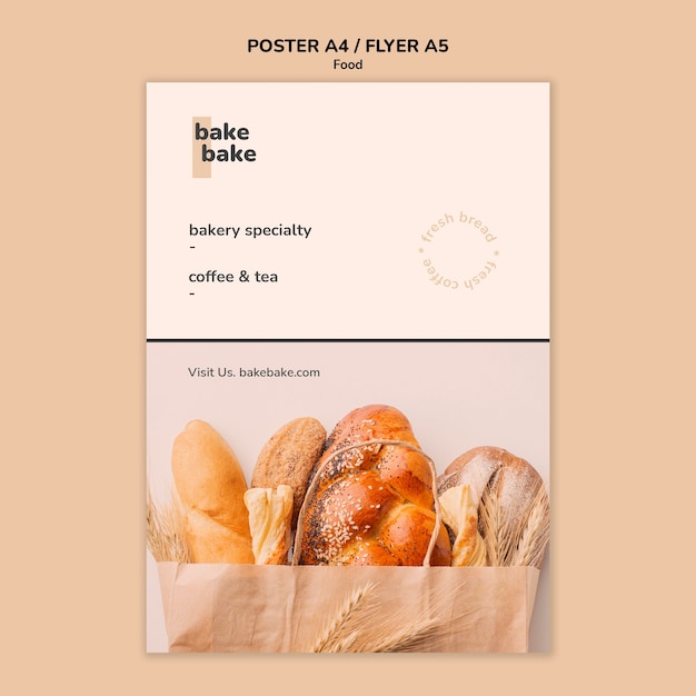 PSD gratuit modèle de flyer de délicieux produits de boulangerie