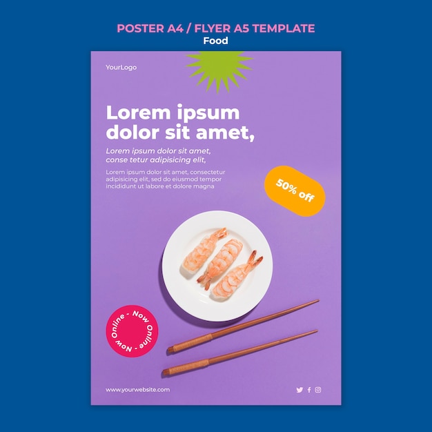 PSD gratuit modèle de flyer délicieux sushi